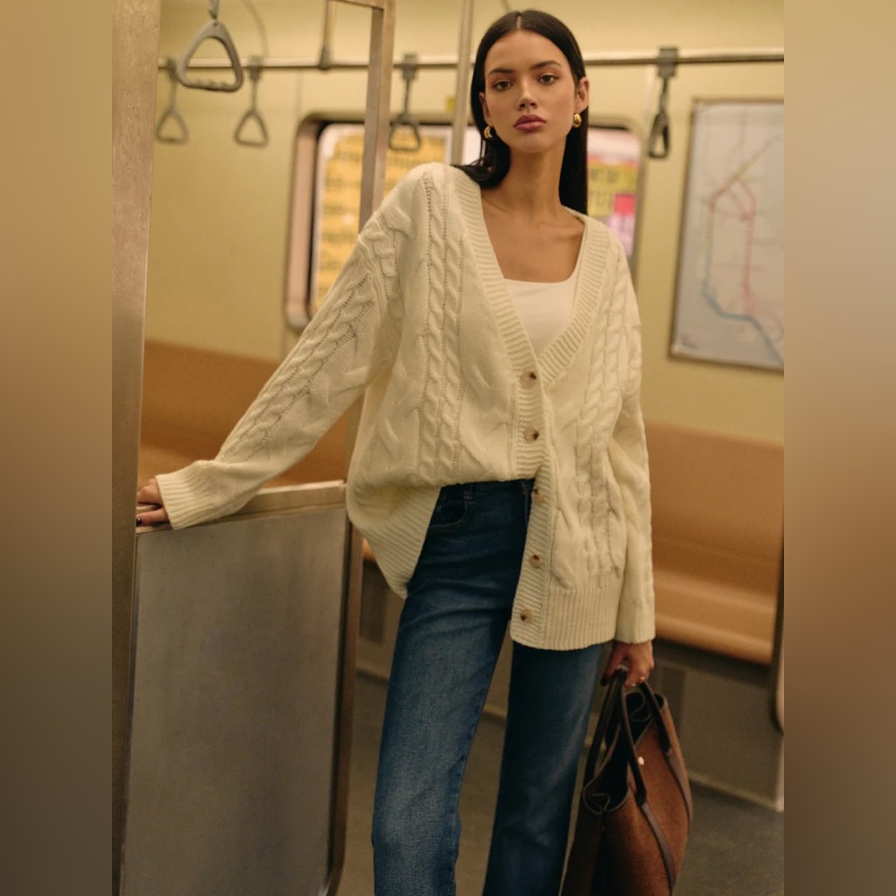 Commense Versatile V-Neck Button Twist Cardigan